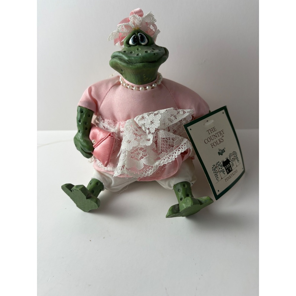 Russ Berrie Pinkykins Frog Country Folks Kathleen Kelly Critter Factory w Tag